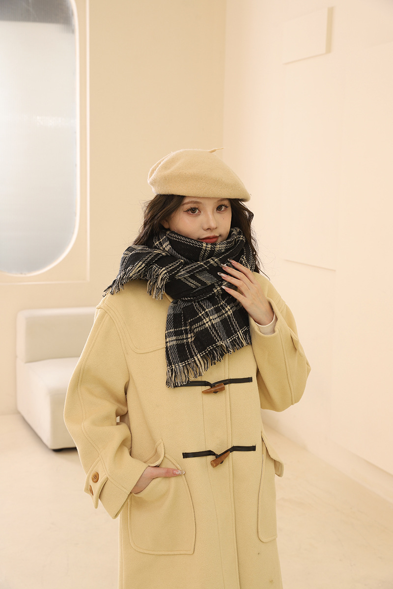 Red scarf women's winter 2024 new Korean version New Year's warm couple Christmas gift checkered pattern_voghion.com
