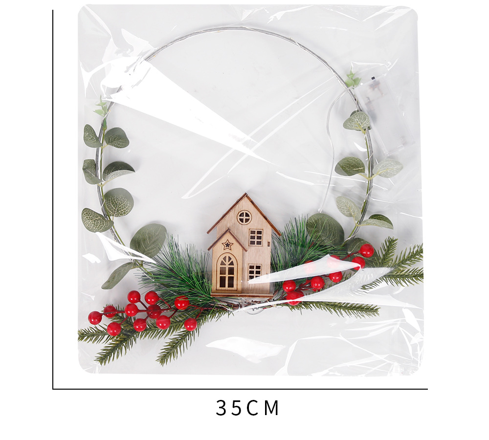 New Christmas simulation berry party supplies luminous house flower wreath decoration door hanging_voghion.com