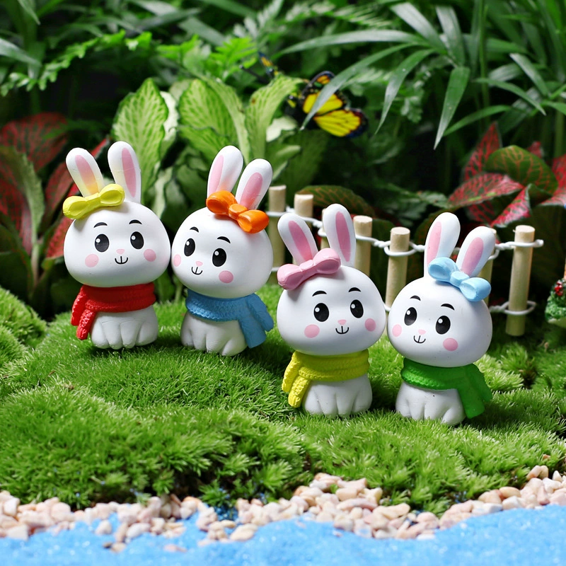 Цзин Цзяо мох микро пейзаж DIY материал украшения мини маленькие украшения милый лук шеи пара кролик