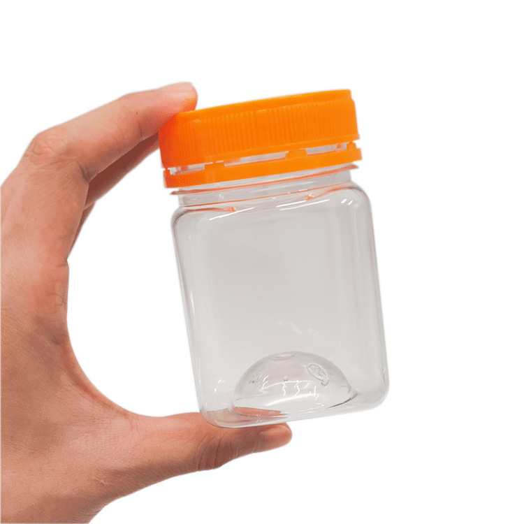 批发PET食品包装瓶 200ml透明小塑料方瓶 防盗盖蜂蜜密封罐T1-4A
