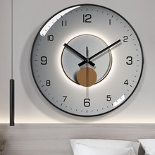 现代简约时钟创意钟表挂钟客厅家用免打孔静音挂表大气石英钟