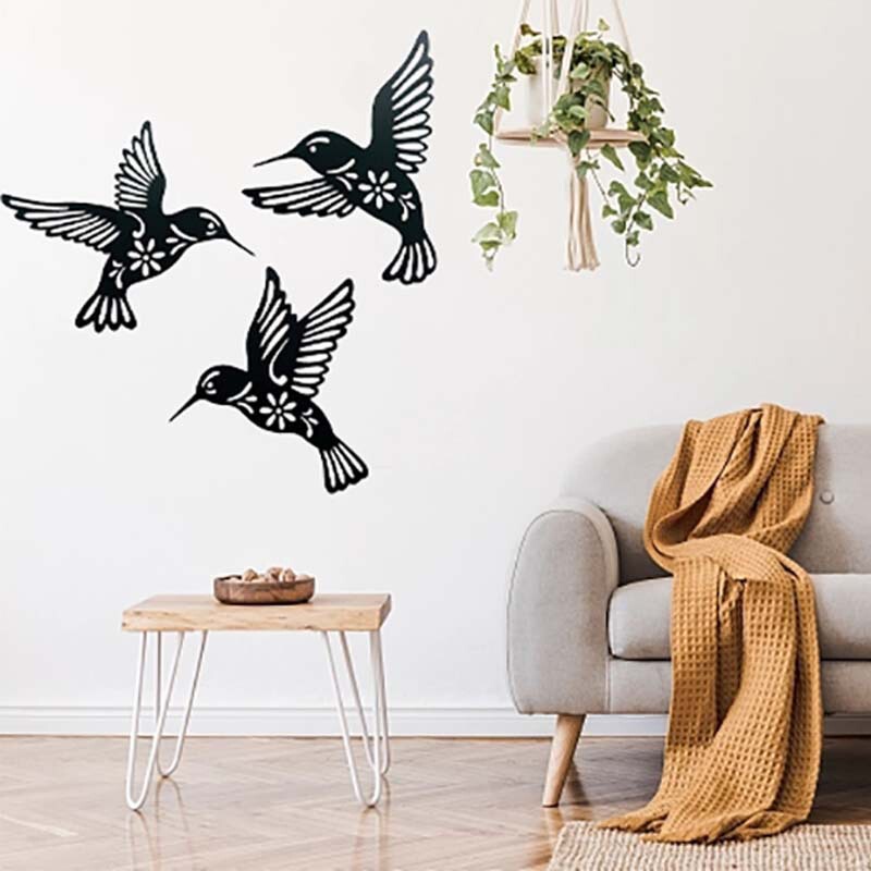 Cross-border independent station creative iron art wall hanging crafts, new bird wall decoration, metal hummingbird silhouette home decor Cross-border independent station creative iron art wall hanging crafts, new bird wall decoration, metal hummingbird silhouette home decor