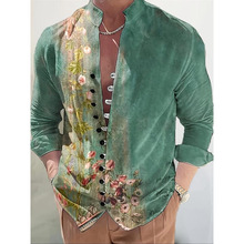 W 13333 3D print retro stand collar shirt 3D ӡ�����������