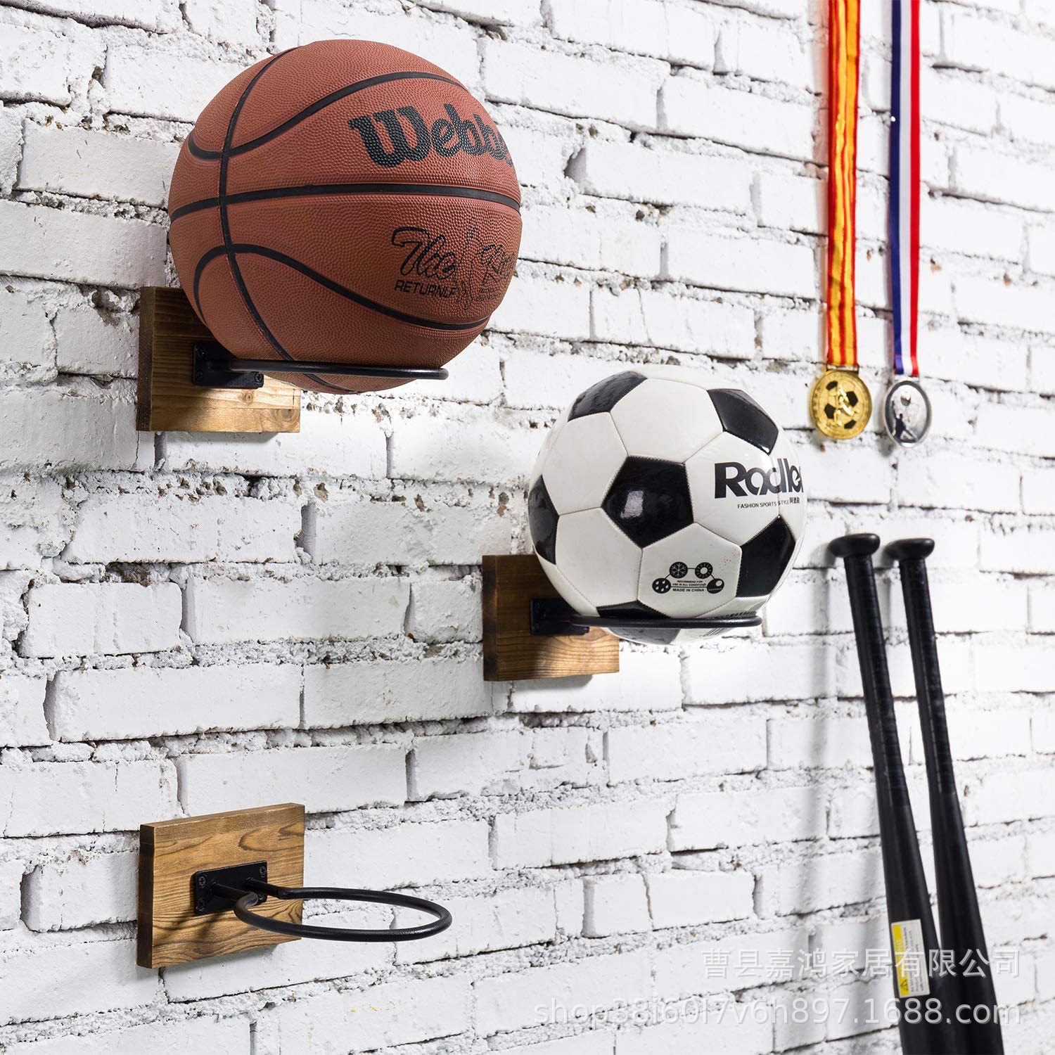 壁挂式篮球收纳架家用商用篮球馆球类置物架墙上悬浮架创意简约架