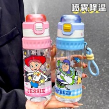玩具总动员喷雾水杯学生卡通塑料杯巴斯光年夏季户外便携儿童杯子