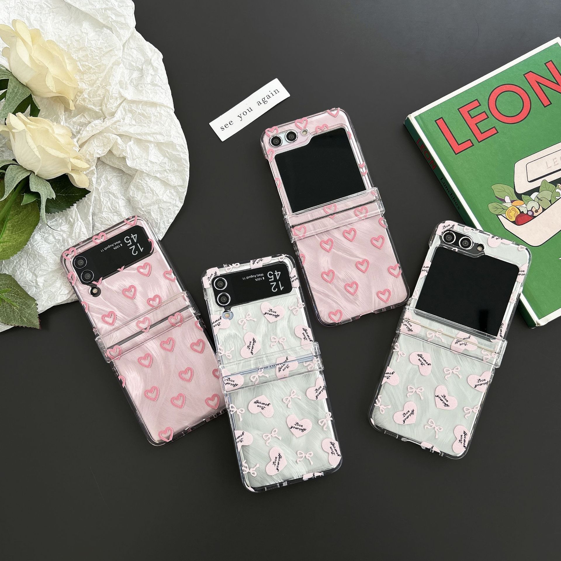 Love Bow for Samsung Galaxy Z Flip5 Phone Case Zflip4/3 Folding Screen Saver Sheath_voghion.com