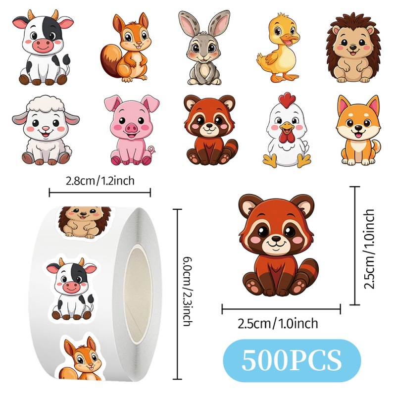 何百ものクロスボーダー漫画動物ステッカーロール子供のごほうびハンドブック素材 diy 文具ノートブック装飾テープ|undefined