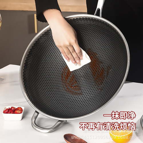 Factory direct sales full screen 304 stainless steel wok non-stick pan uncoated Fengwo wok stainless steel pan