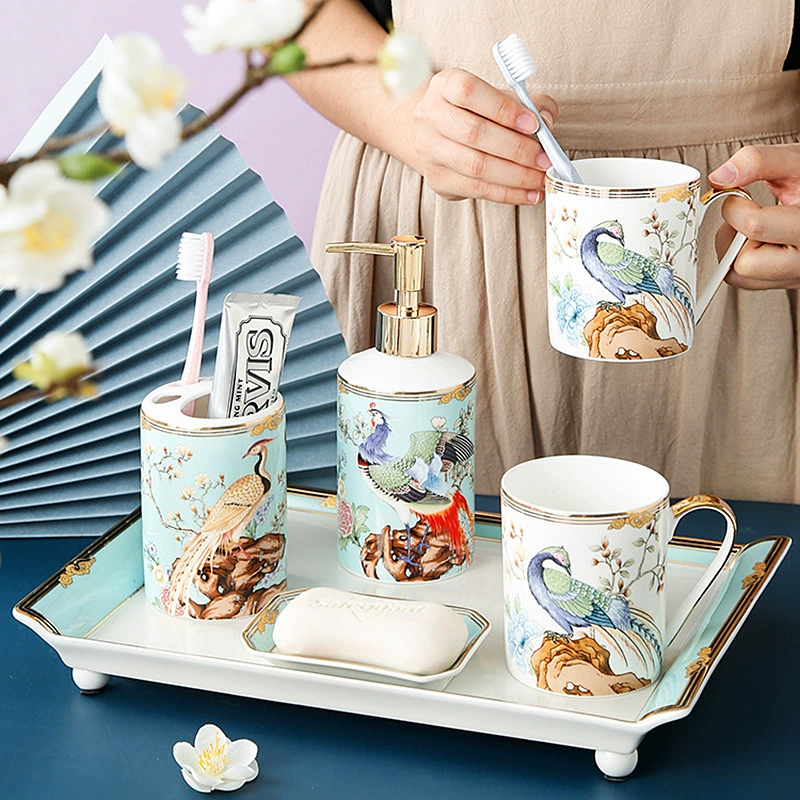 Ceramic set for home use, toothbrush, mouthwash