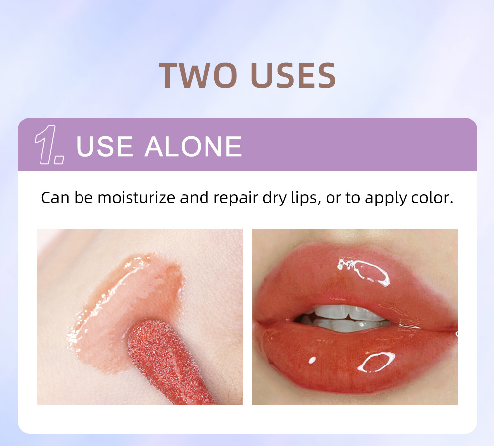 QIBEST Lip Oil Transparent Mirror Water Glass Lip Moisturizing and long-lasting non-stick Lip gloss Makeup wholesale undefined
