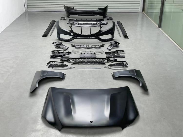 Suitable for Mercedes-Benz E-Class W212 Modification to E63 Front and Rear Bumpers, Carbon Fiber Front Lip, Side Skirts, Rear Lip, Rear Wing, and Hood