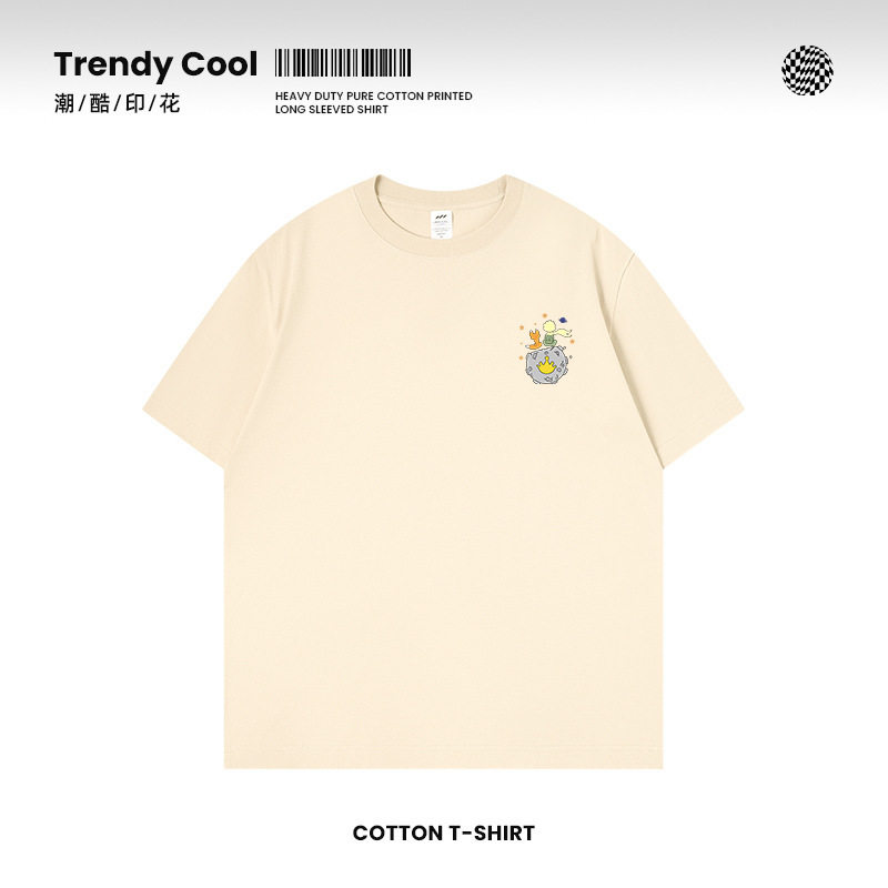 Short-Sleeved Men's T-Shirt Summer 2025 New Pure Cotton Heavyweight Japanese Style Simple Youth Loose Half-Sleeved Tops