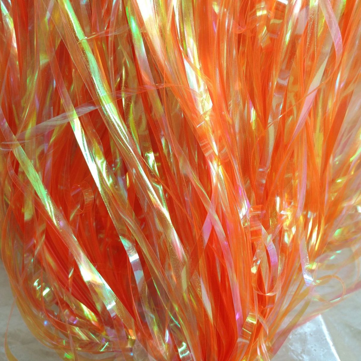 剪切扁形状深草绿金属丝2mm加宽桔黄珠光闪条5mm宽绚彩红丝亮丝