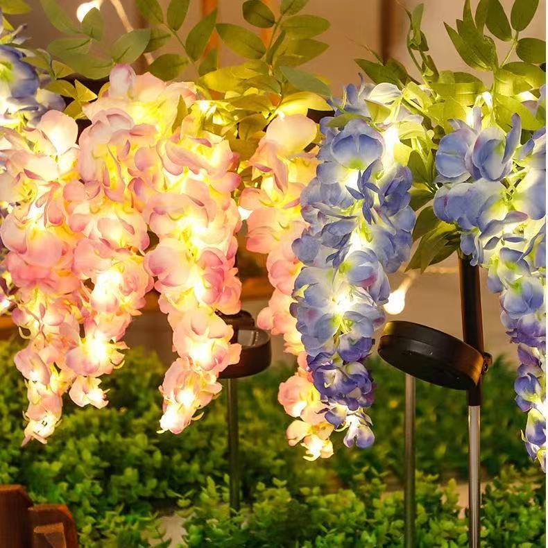 lámpara solar de imitación de wisteria lámpara de suelo impermeable al aire libre lámpara de césped lámpara de jardín lámpara de decoración de jardín súper brillante