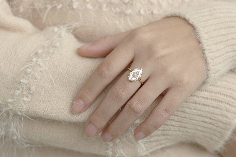 Women's Gender 925 Sterling Silver Shell Zircon Geometric Rings 925 Sterling Silver Rings