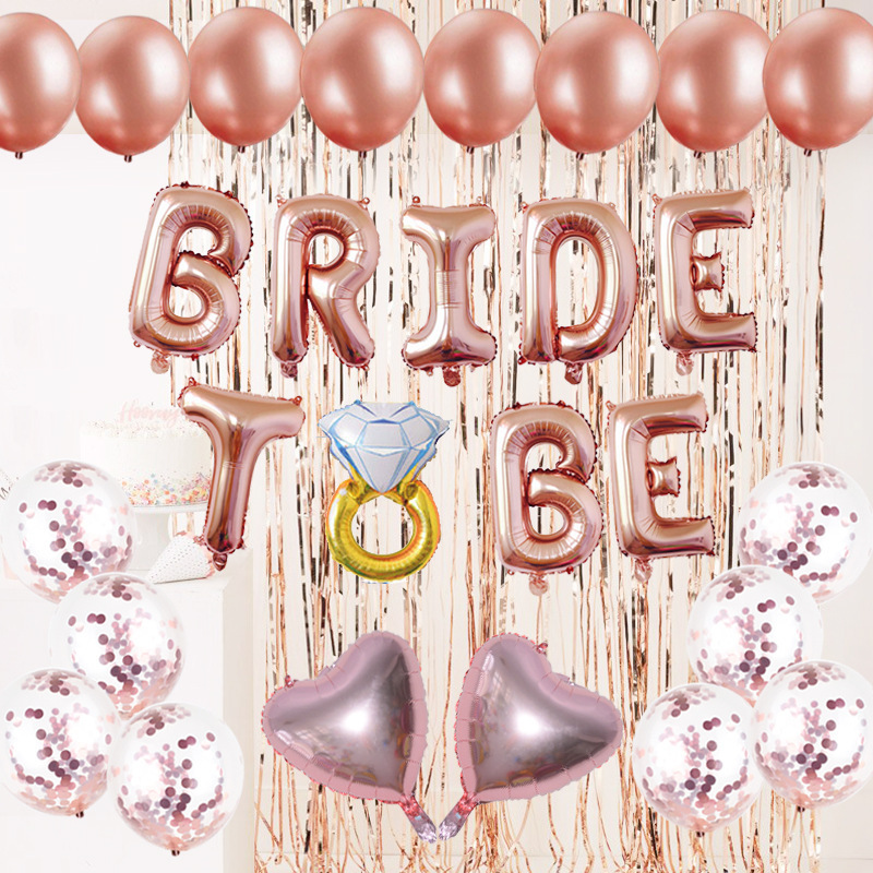 Propuesta transfronteriza oro rosa bride to be juego de globos novia decoración de boda conjunto de globos de letras image 2