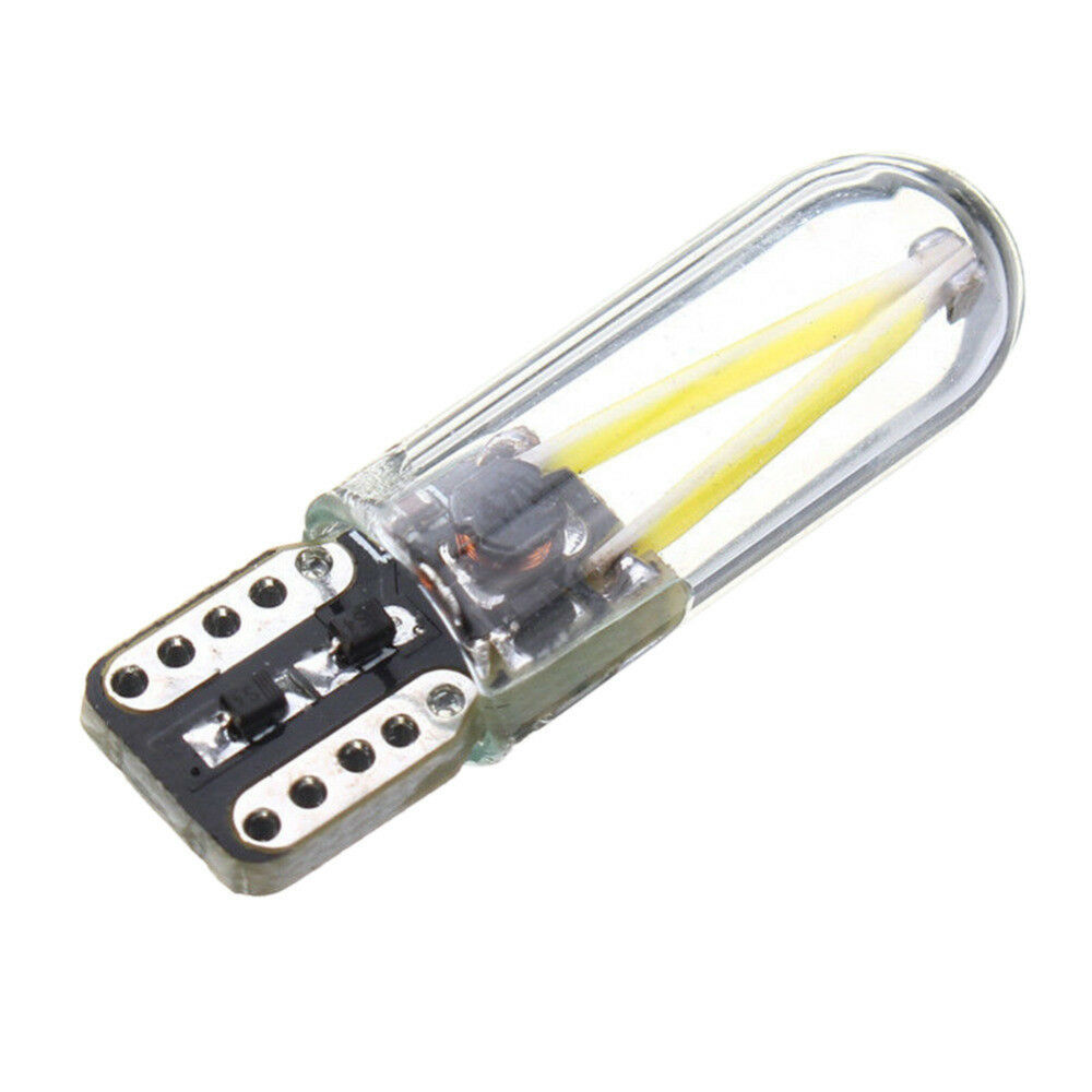 Bombilla LED automotriz COB T10 W5W T10 12V lámpara de ancho de vidrio filamento a través del tubo decodificación no polar