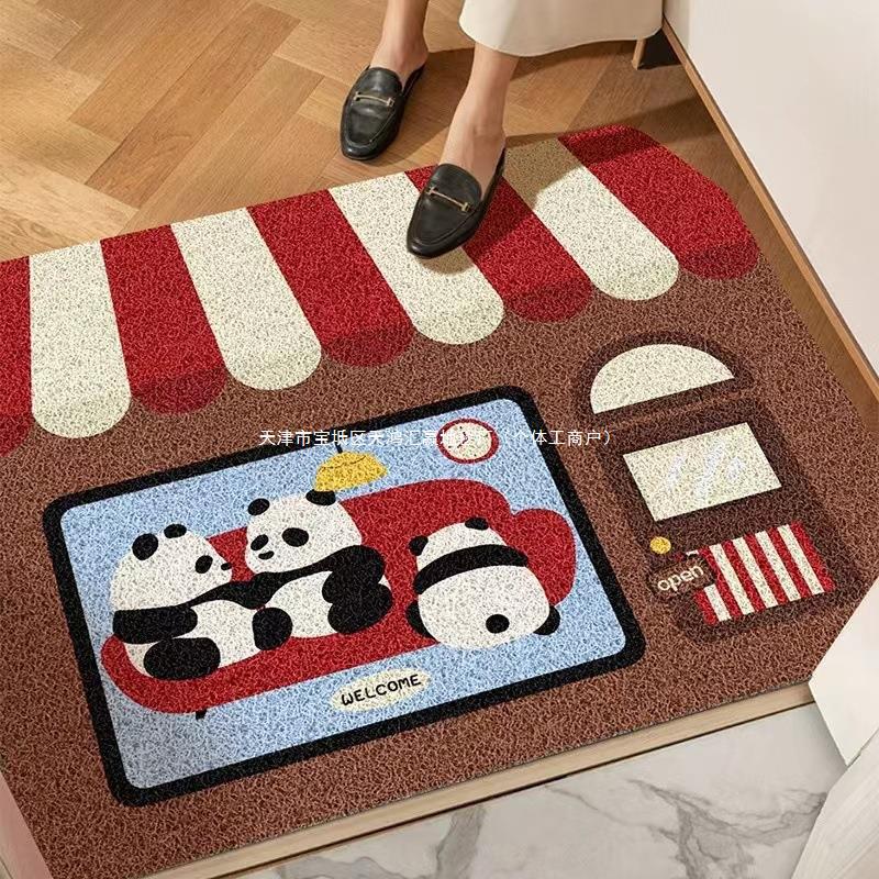 Entrance Door Floor Mat, Home Bathroom Anti-Slip Mat, Absorbent Bedroom Carpet, Cuttable Climbing Mat, Cartoon Panda Carpet