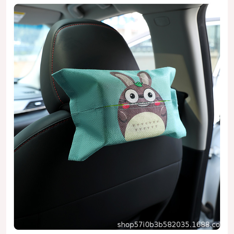 Creative Car Seat Tissue Box Hanging Car Seat Back Draining Cartoon Box Cover Car Interior Decoration Cartoon Cute