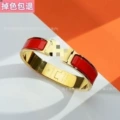 Gold red enamel bracelet