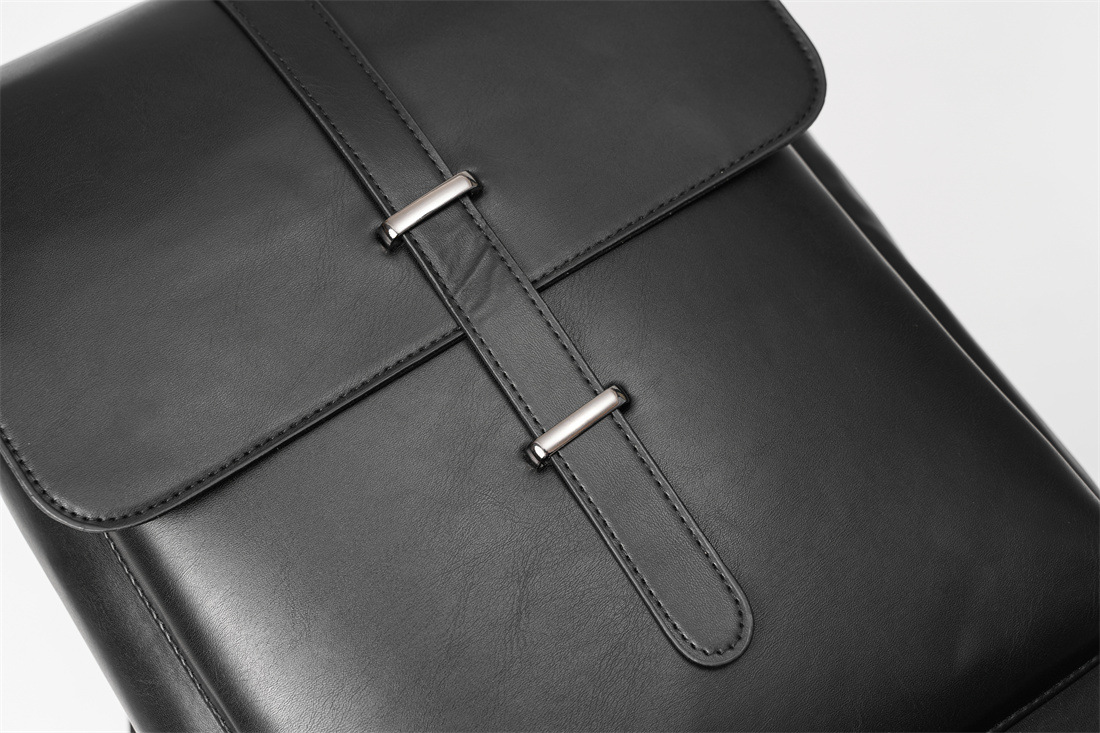 Black Oil Wax Leather Backpack 8