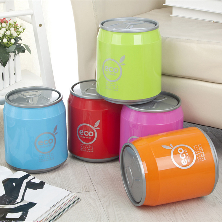 Fashionable Can Trash Can Push-Type Living Room Bathroom Covered Kitchen Desktop Mini Cola Creative Home
