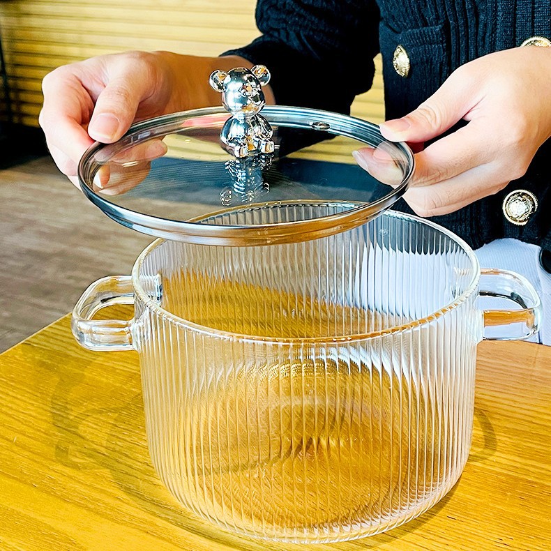 Silver bear striped pot