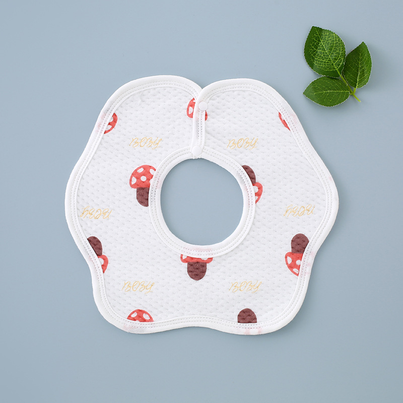 360 pétalo giratorio babero algodón cálido anti-filtración hebilla oculta ajustable hombres y mujeres bebé comiendo Toalla de saliva antiincrustante