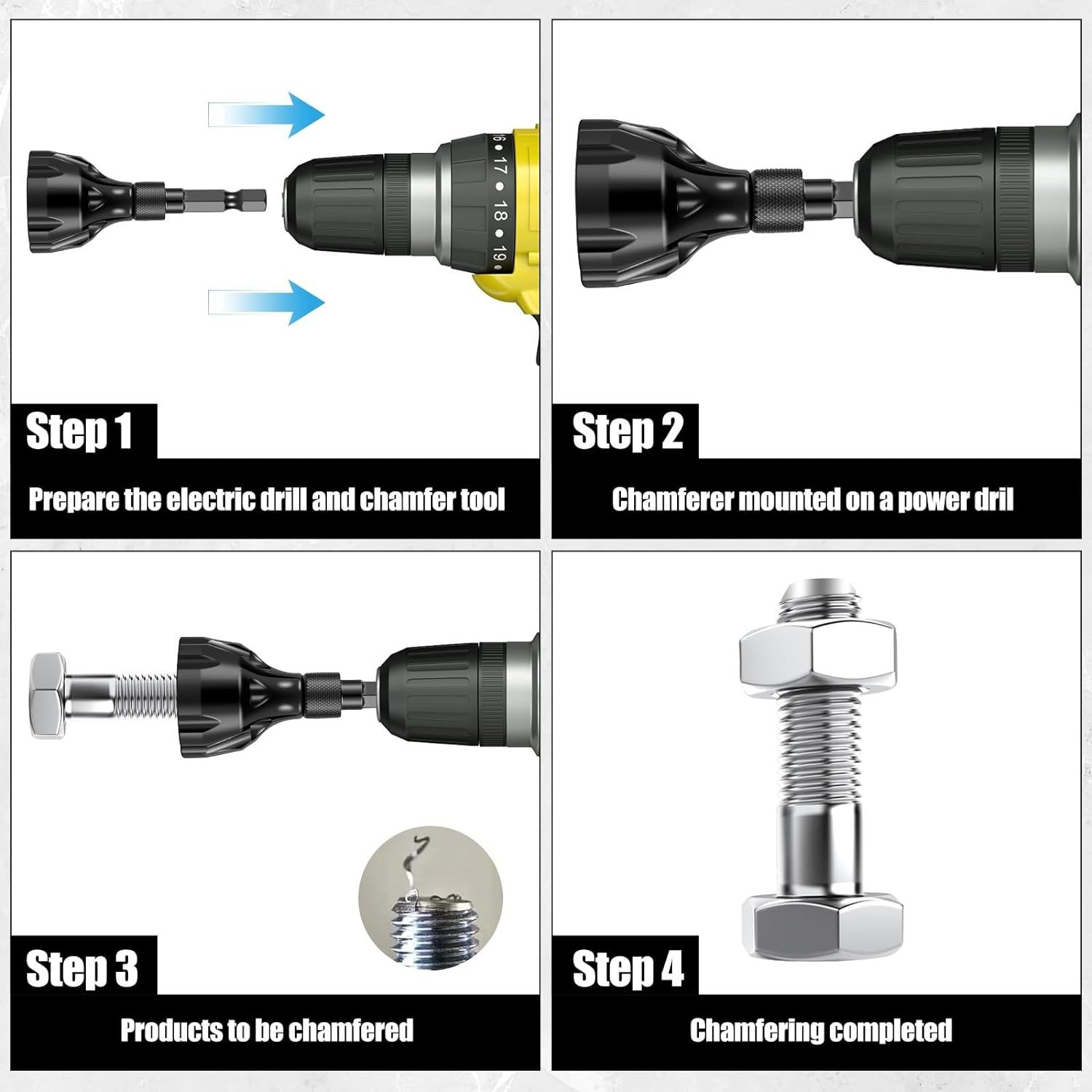 Nuevo tipo de biseladora exterior de desbarbado, reparador de rosca, rectificador de tornillos oxidados, cortador de recorte, cortador de biselado, taladro