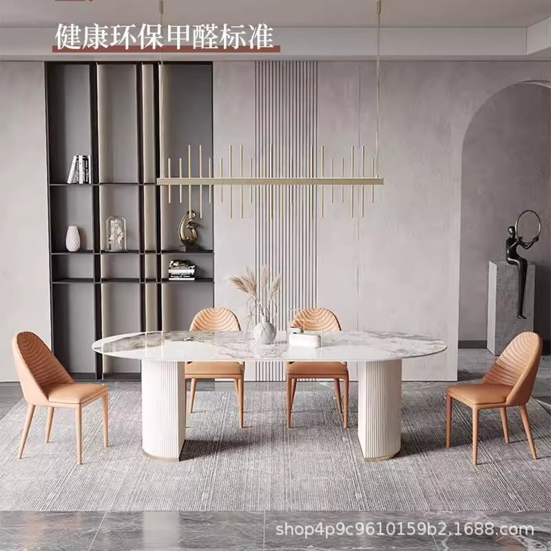 Mesa de comedor de tabla de roca nórdica moderna y simple sala de estar pequeña mesa de comedor de estilo italiano de la isla media