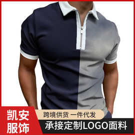 2023夏季新款3D印花POLO衫外贸亚马逊速卖通男装条纹格子印花短袖