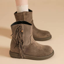 矮靴女2025秋季新款圆头厚底增高加绒保暖轻便软底舒适中帮马丁靴