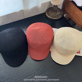 法式高级平顶纯色八角帽子女春夏显脸小气质报童简约气质鸭舌帽