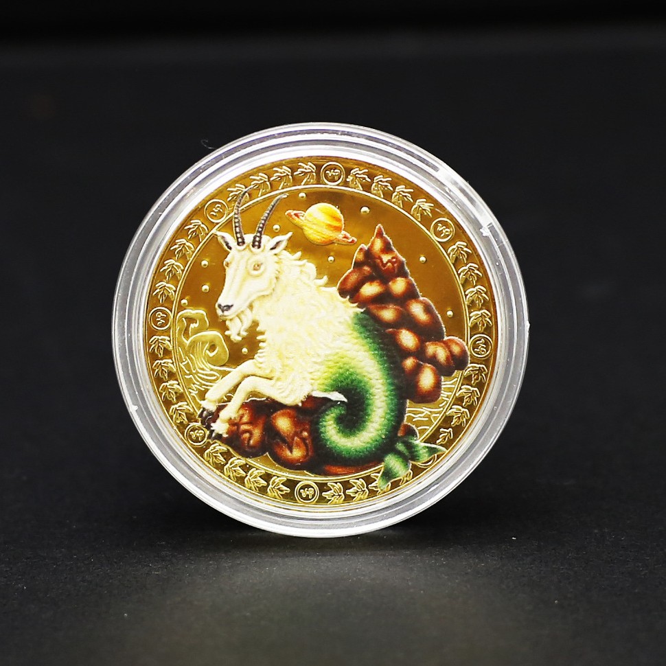 유럽과 미국의 국경을 넘나드는 12 별자리 기념 메달, 황금 12 별자리로 놀고 소원을 빌 수 있는 행운의 별자리 동전 기념 동전