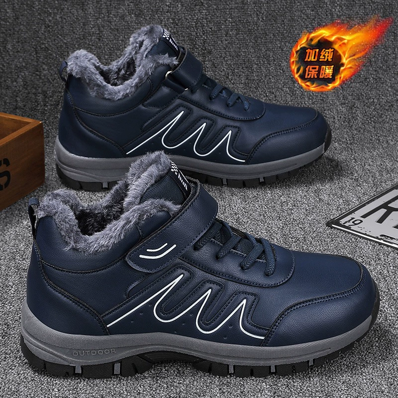 Зимняя хлопковая обувь для людей среднего и пожилого возраста, женская обувь для мам, кроссовки на нескользящей мягкой подошве, утепленные теплые зимние сапоги с высоким берцем на флисовой подкладке