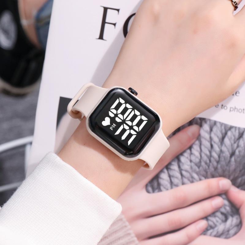 Moda Comercio exterior LED luz amarilla luz blanca YI reloj electrónico impermeable cuadrado botón digital pareja estudiante reloj infantil