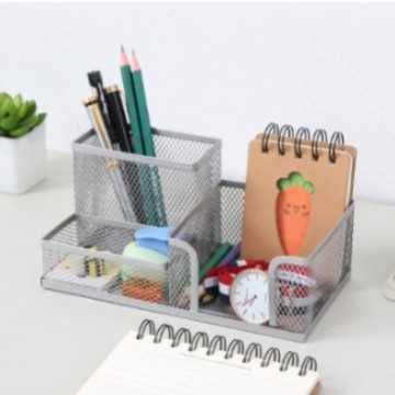 Portalápices multifuncional, arte creativo en metal y hierro con tres o cuatro compartimentos, caja de almacenamiento de papelería para estudiantes, almacenamiento creativo.