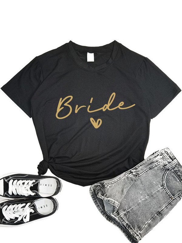 bride letter T-shirt short sleeve European and American style top bridesmaid bride wedding plus size cross-border bride letter T-shirt short sleeve European and American style top bridesmaid bride wedding plus size cross-border
