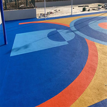 硅PU篮球场 铺设5mm8mm羽毛球场 翻新彩色塑胶篮球场地面硅pu塑胶