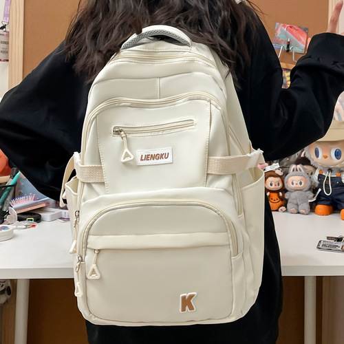 Large Capacity Women's Korean Style Versatile High School and University Students Vlogger Dual Shoulder Bag Forest Style Trend Brand Junior High School Backpack