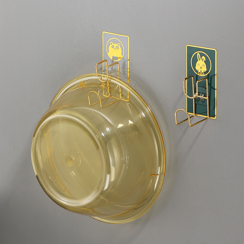 卸売り穴なしトイレ吊り盆神器トイレ洗面器収納棚フック無痕フック壁掛け洗面器棚|undefined