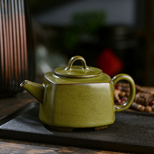 景德镇茶叶末釉四方壶手工陶瓷大容量矮方壶大口径高温颜色釉茶壶