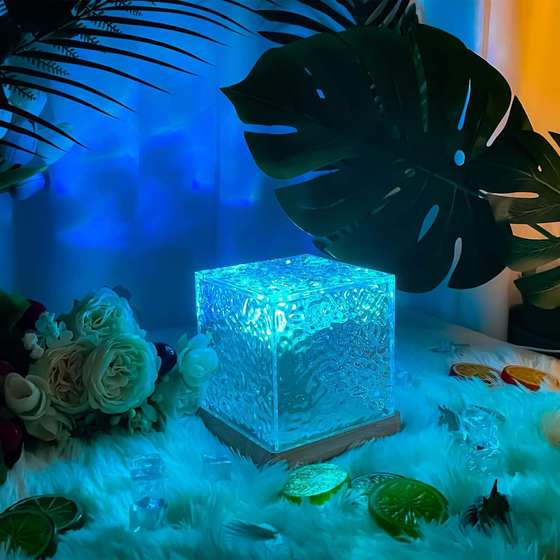 Cross-border dynamic light and shadow atmosphere lamp imitation log rotating water pattern lamp flame night light DYNAMIC LIGHTING