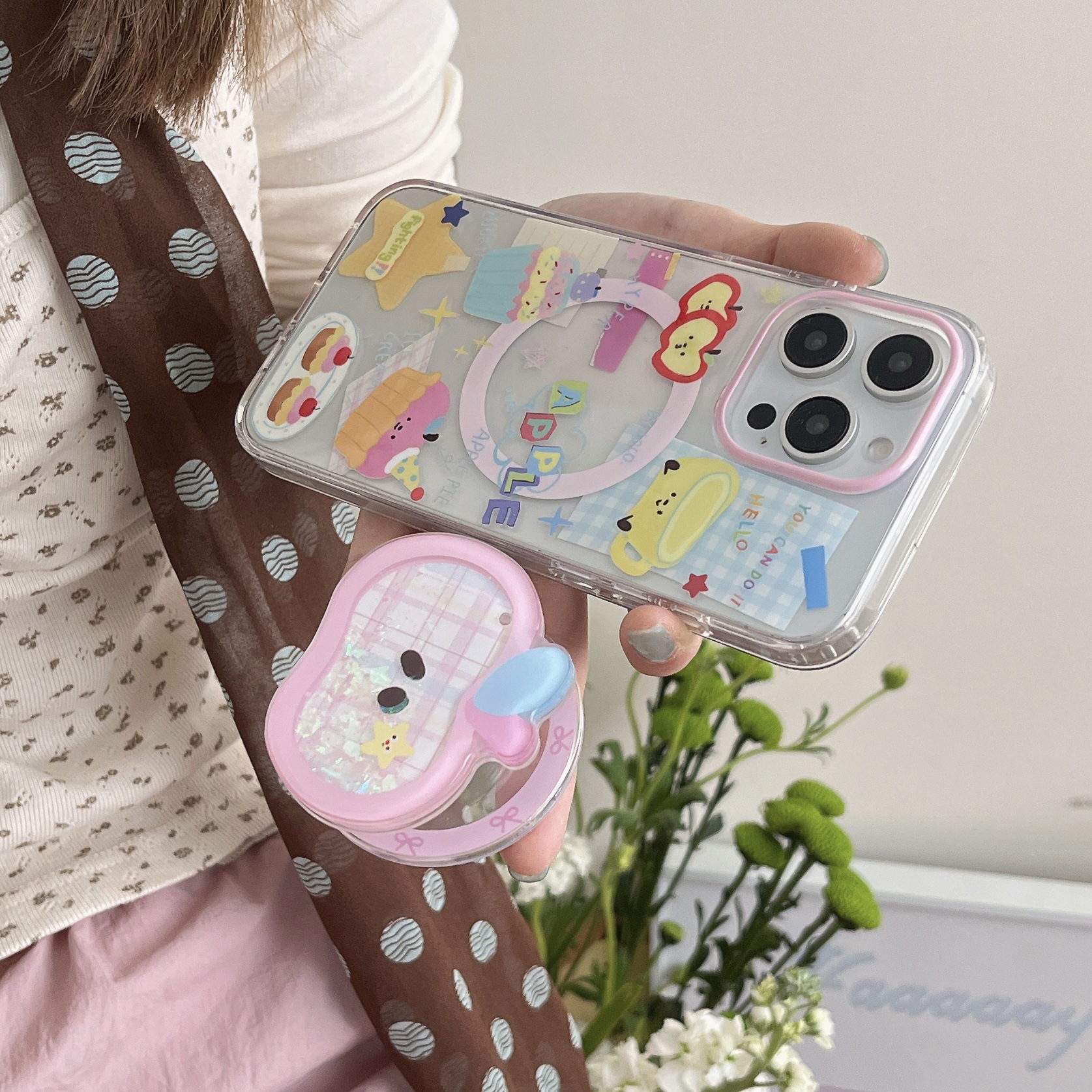 Pequeño pastel simple estrella apple 16ProMax niña corazón 15Pro dibujos animados 14/13 atracción magnética 15PM