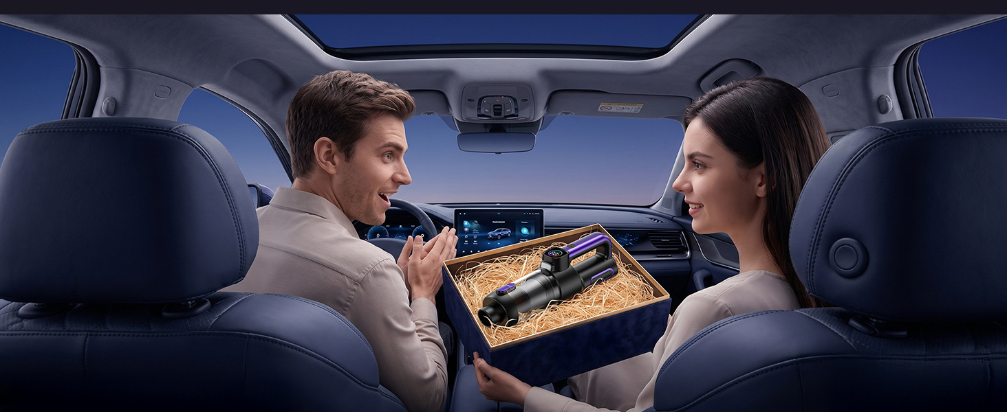 Car vacuum cleaner, brushless, high-power, super strong, two-speed adjustment, power display, handheld, blow-suction integrated, suitable for both home and car use