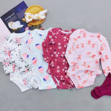 新款女宝长袖印花卡特婴儿a类包屁衣新生儿纯棉连体衣宝宝衣服秋