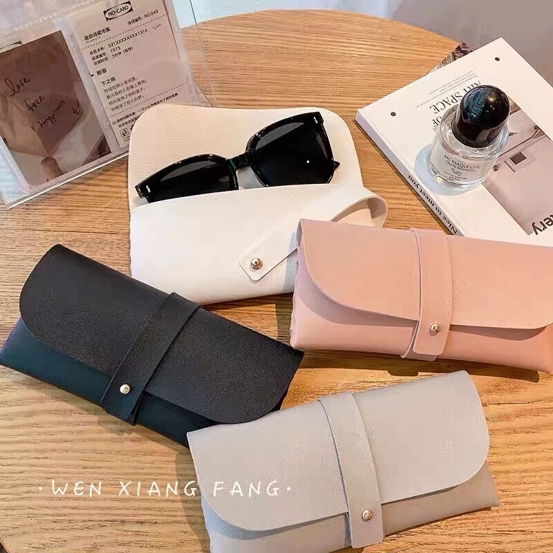 Glasses case student leather handmade glasses bag ins simple portable storage box mirror bag mirror cloth