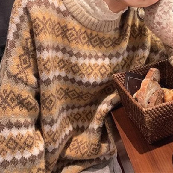 24 invierno Puyuan 2024 nuevo suéter Jacquard romántico de la isla de Fair nuevo otoño y invierno