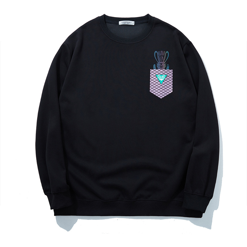 2024潮牌大码男装秋季个性兔子印花宽松男士加肥加大卫衣 DT5341