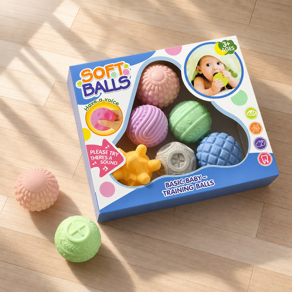 Educational soft rubber slow-rebound hand grip ball, squeeze toy for baby's shape recognition, early education toy for infants and newborns